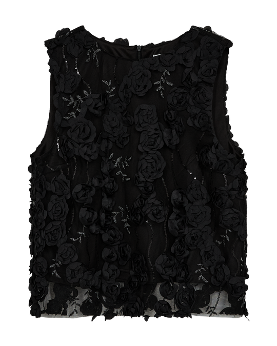 CMROSALY – BLUSE MIT DREIDIMENSIONALEN ROSEN IN SCHWARZ