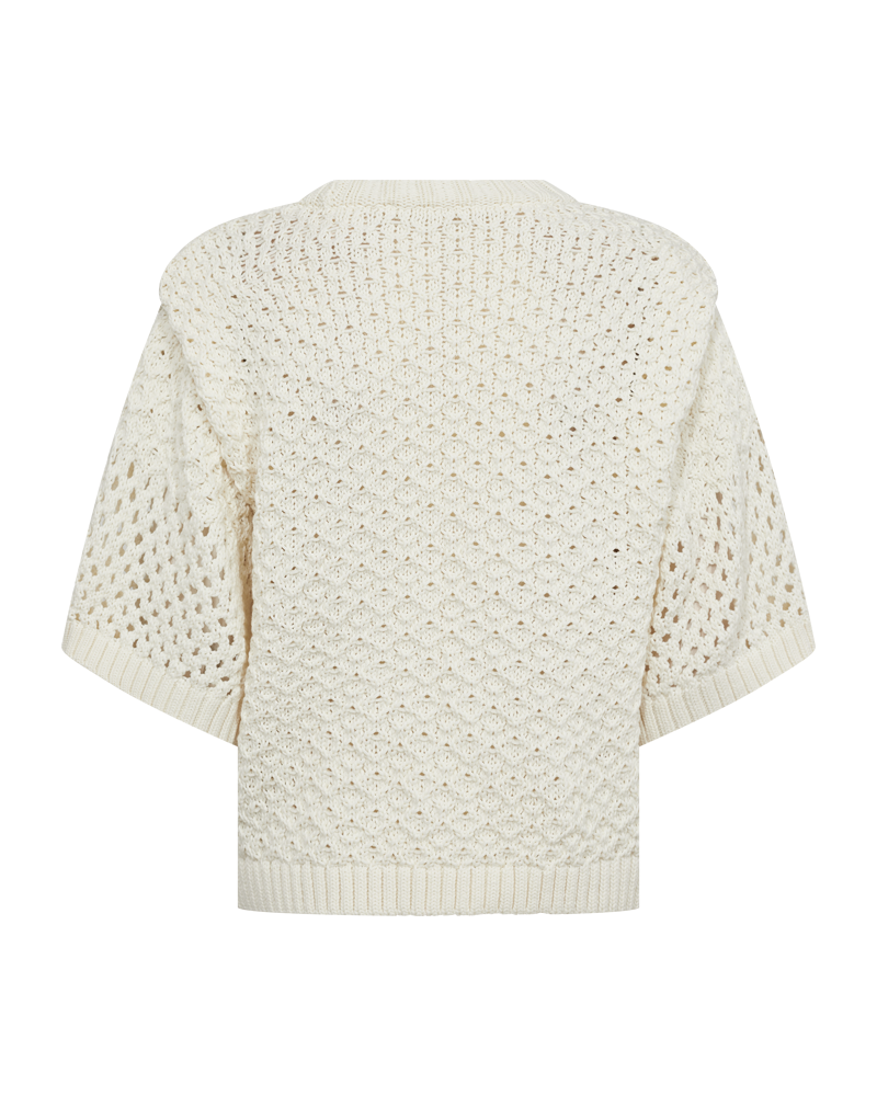 CMEVIE - PULLOVER MIT LOCHMUSTER IN WEISS,WOLLWEISS