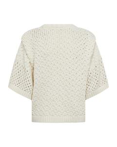 CMEVIE - PULLOVER MIT LOCHMUSTER IN WEISS,WOLLWEISS