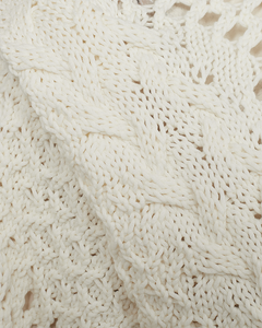 CMEVIE - PULLOVER MIT LOCHMUSTER IN WEISS,WOLLWEISS