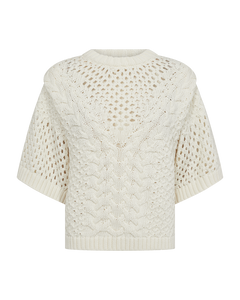 CMEVIE - PULLOVER MIT LOCHMUSTER IN WEISS,WOLLWEISS