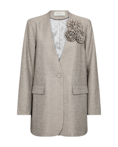 CMCILLY - BLAZER MIT ABNEHMBARER ROSETTE IN BEIGE