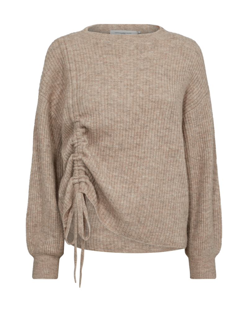 CMIBRA - RIPPSTRICKPULLOVER MIT RÜSCHENDETAILS IN BEIGE