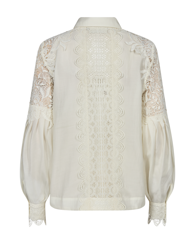 CMMOLLY - HEMD MIT SPITZENDETAILS IN WEISS,WOLLWEISS