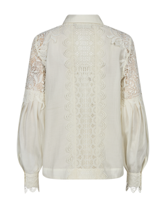 CMMOLLY - HEMD MIT SPITZENDETAILS IN WEISS,WOLLWEISS