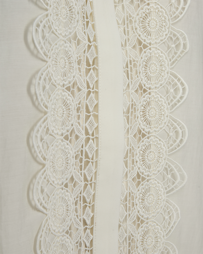 CMMOLLY - HEMD MIT SPITZENDETAILS IN WEISS,WOLLWEISS