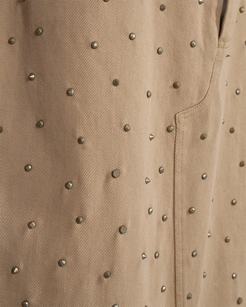CMMETEOR - JEANSROCK MIT NIETEN IN BEIGE