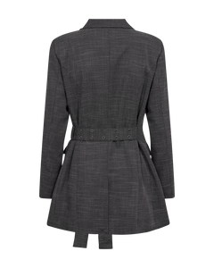 CMTONNIE - BLAZER MIT BINDEGÜRTEL IN GRAU UND WEISS