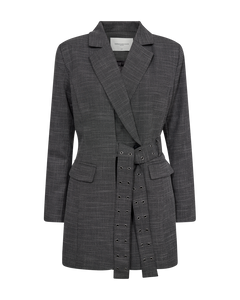CMTONNIE - BLAZER MIT BINDEGÜRTEL IN GRAU UND WEISS