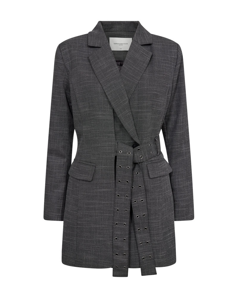 CMTONNIE - BLAZER MIT BINDEGÜRTEL IN GRAU UND WEISS