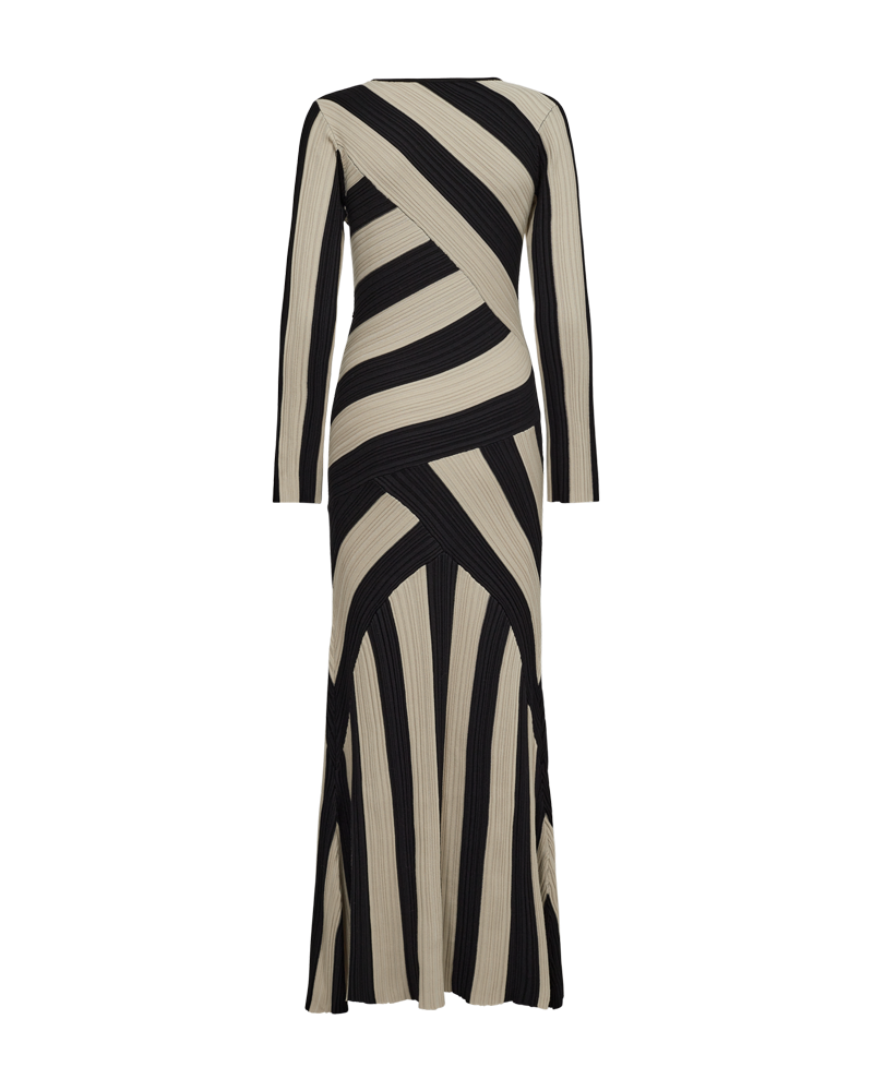 CMFORUM - KLEID MIT STREIFEN IN SCHWARZ UND BEIGE
