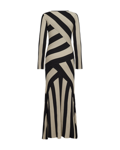CMFORUM - KLEID MIT STREIFEN IN SCHWARZ UND BEIGE