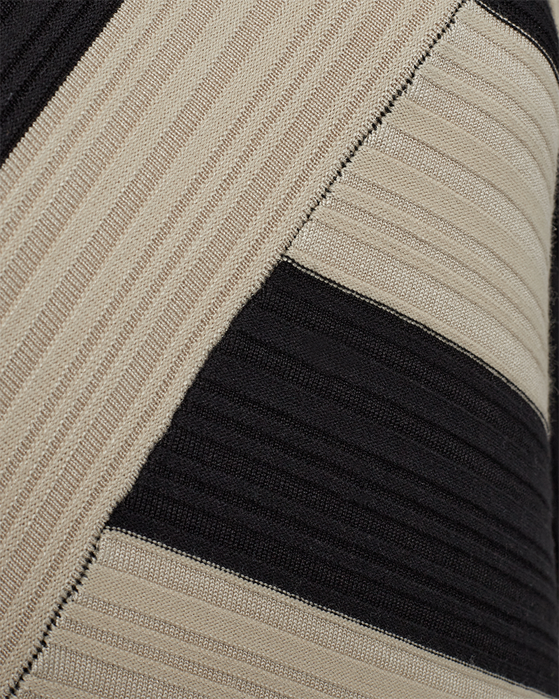 CMFORUM - KLEID MIT STREIFEN IN SCHWARZ UND BEIGE