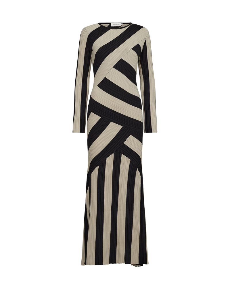 CMFORUM - KLEID MIT STREIFEN IN SCHWARZ UND BEIGE