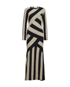 CMFORUM - KLEID MIT STREIFEN IN SCHWARZ UND BEIGE