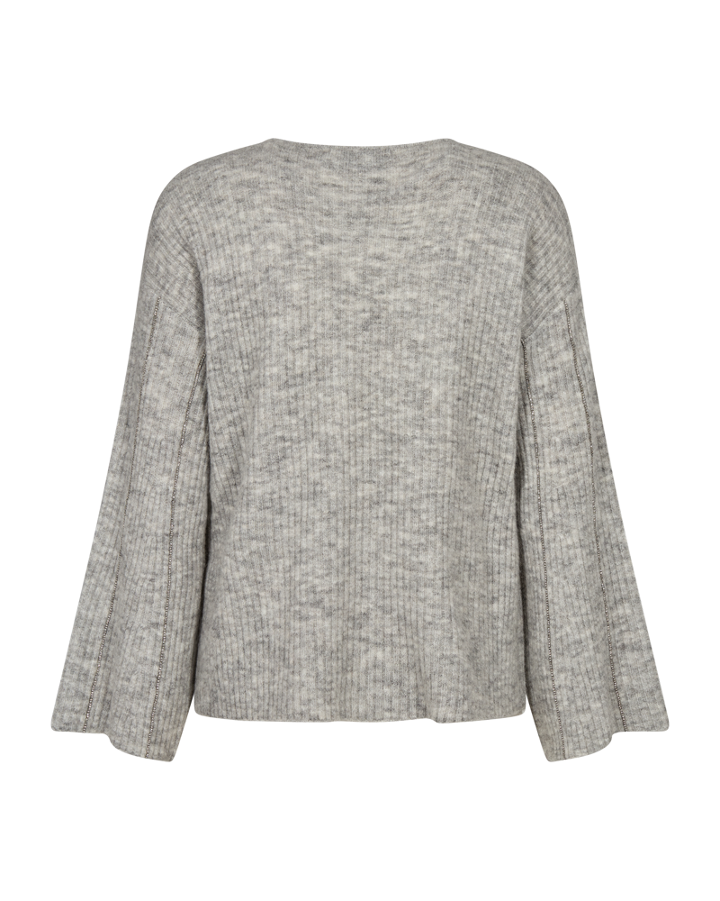 CMIBRA - STRICKPULLOVER MIT SIMILISTEINEN IN GRAU