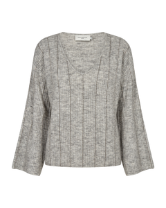 CMIBRA - STRICKPULLOVER MIT SIMILISTEINEN IN GRAU