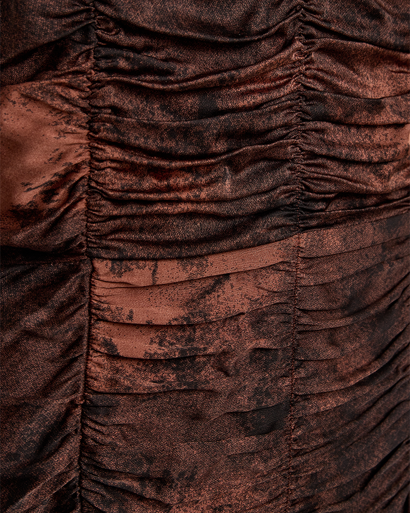 CMSABINA - KLEID MIT PRINT IN WEINROT UND CREMEFARBEN