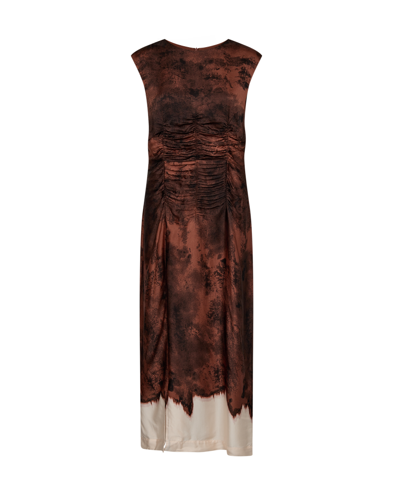 CMSABINA - KLEID MIT PRINT IN WEINROT UND CREMEFARBEN