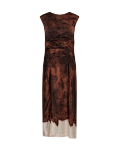 CMSABINA - KLEID MIT PRINT IN WEINROT UND CREMEFARBEN
