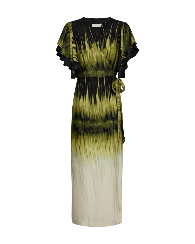 CMSABINA - LANGES WICKELKLEID IN SCHWARZ UND GRUN