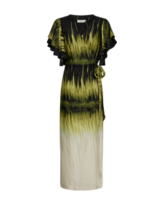 CMSABINA - LANGES WICKELKLEID IN SCHWARZ UND GRUN