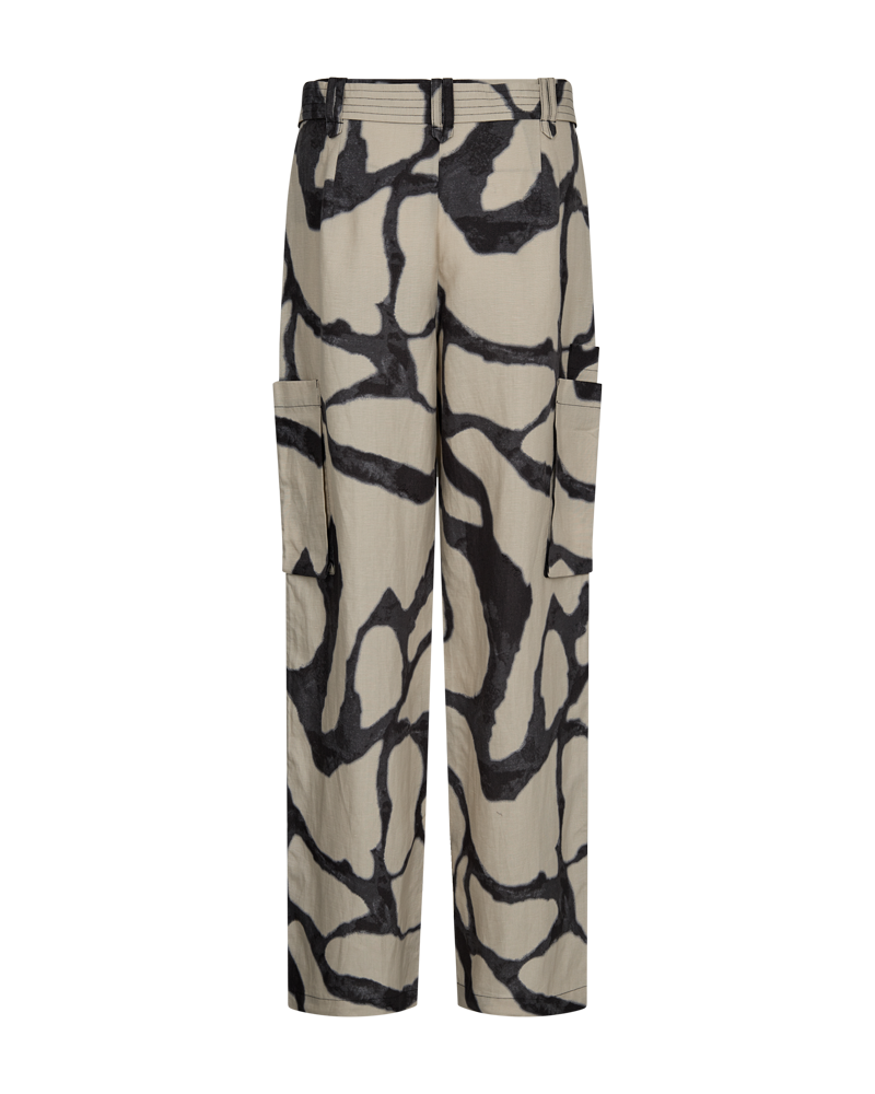 CMNATU - HOSE MIT PRINT IN BEIGE UND SCHWARZ
