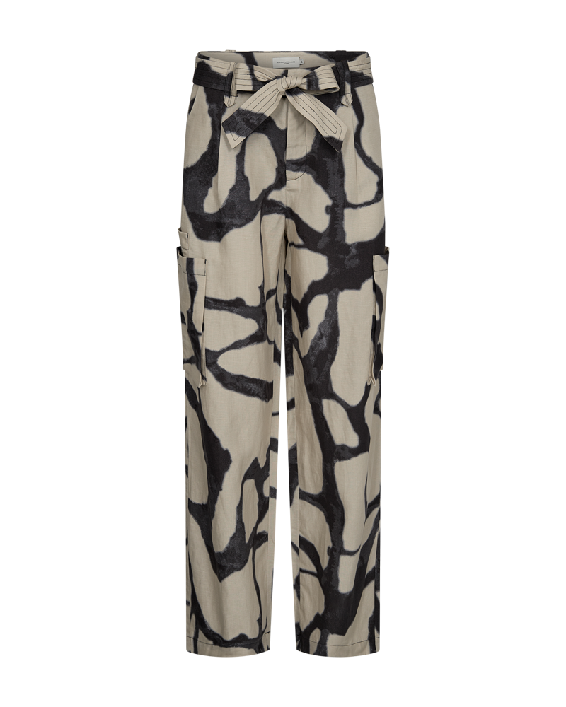 CMNATU - HOSE MIT PRINT IN BEIGE UND SCHWARZ