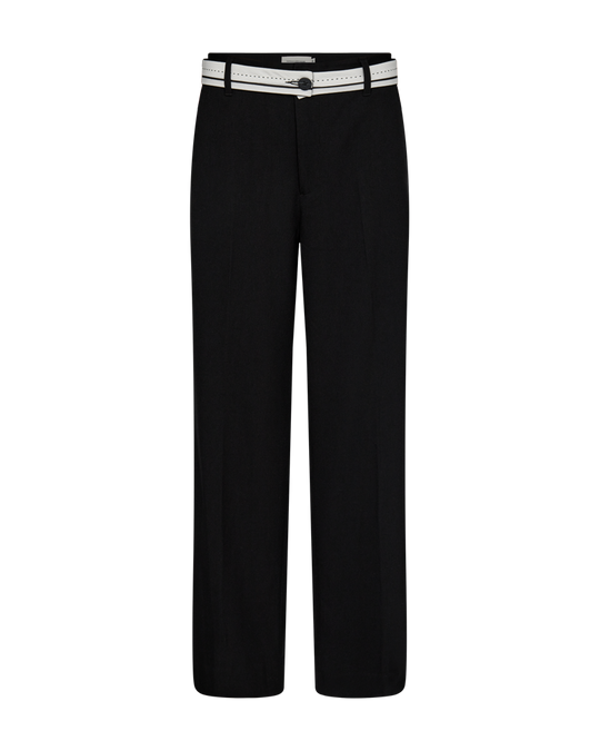CMTAILOR - HOSE MIT NIEDRIGER TAILLE UND GÜRTEL IN SCHWARZ
