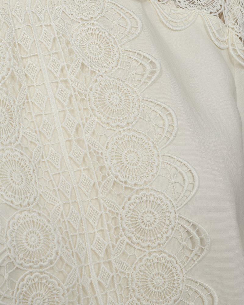 CMMOLLY - KLEID MIT SPITZE IN WEISS,WOLLWEISS