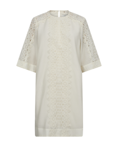 CMMOLLY - KLEID MIT SPITZE IN WEISS,WOLLWEISS