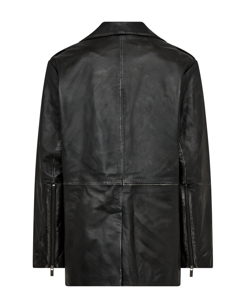 CMQUEEN - LEDERBLAZER IN GRAU UND SCHWARZ