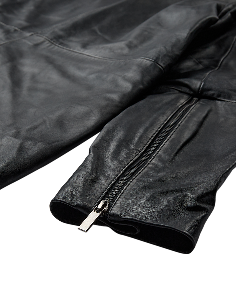 CMQUEEN - LEDERBLAZER IN SCHWARZ UND BRAUN