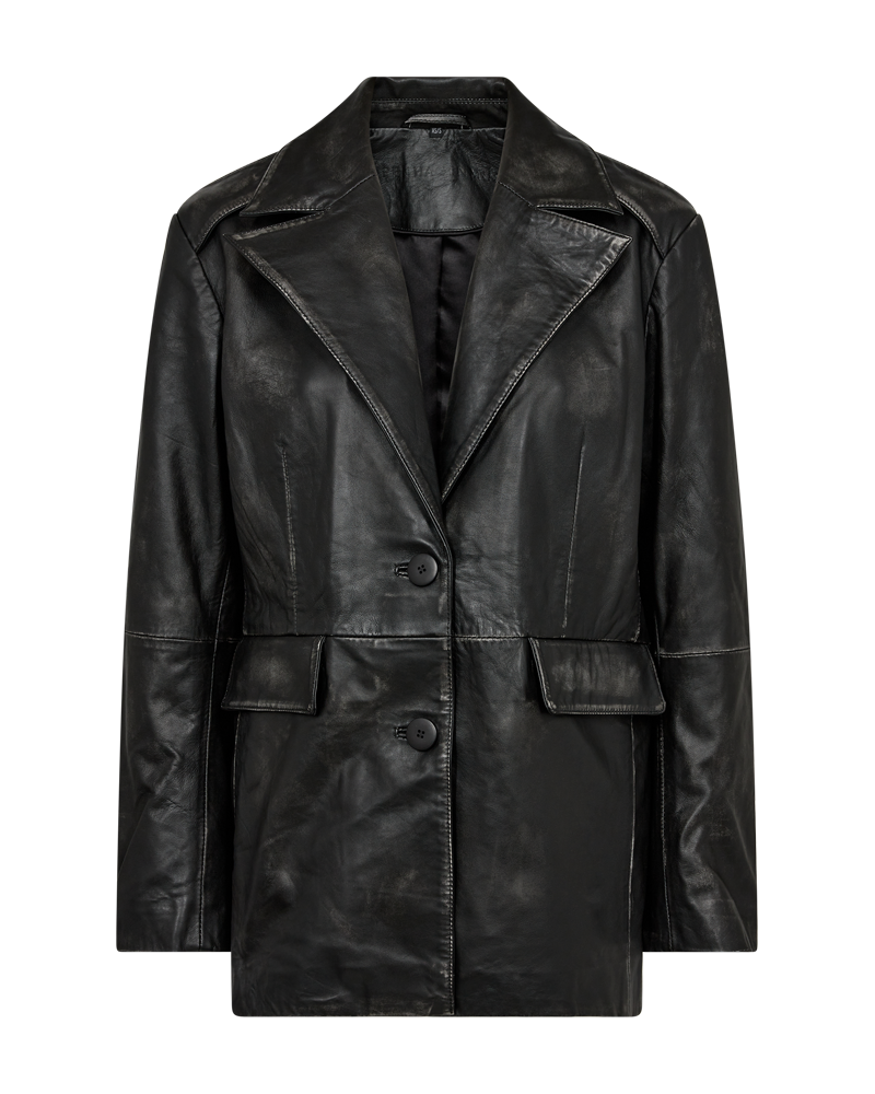 CMQUEEN - LEDERBLAZER IN GRAU UND SCHWARZ