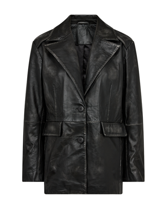 CMQUEEN - LEDERBLAZER IN GRAU UND SCHWARZ