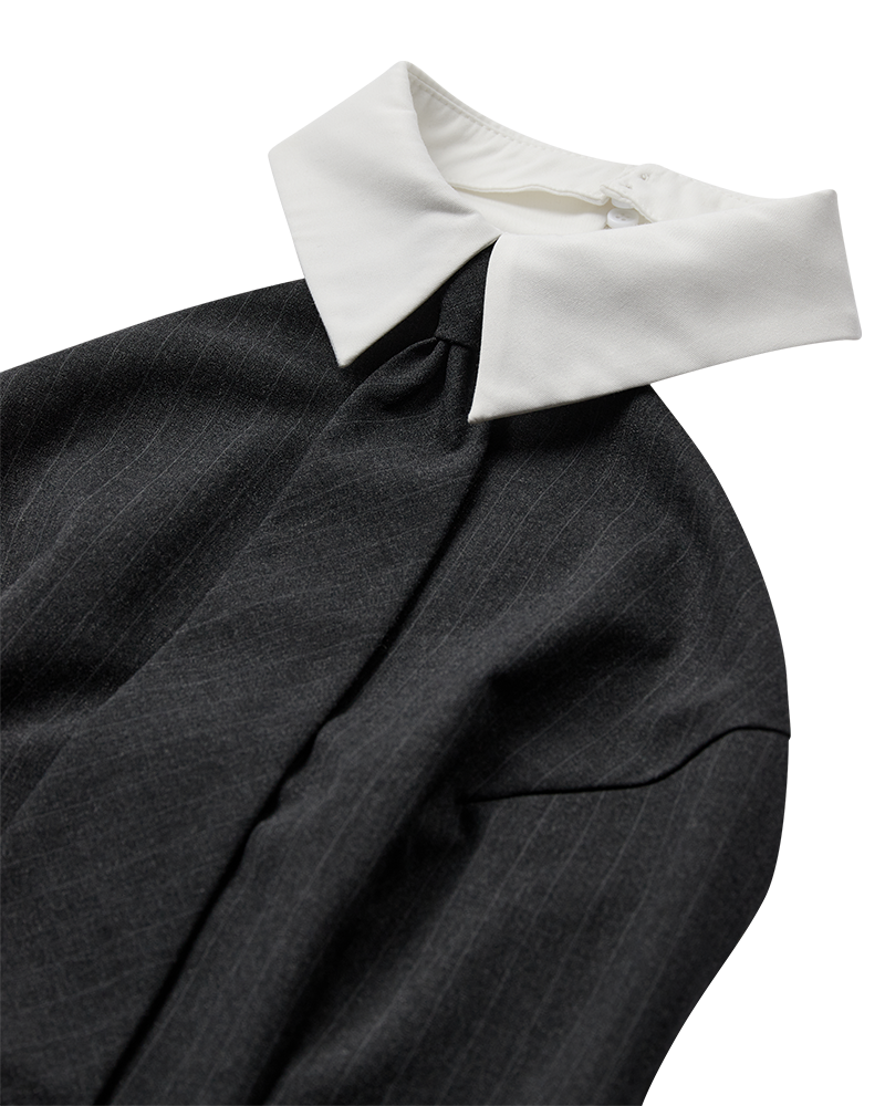 CMTIEDY - KLEID IN GRAU UND WEISS