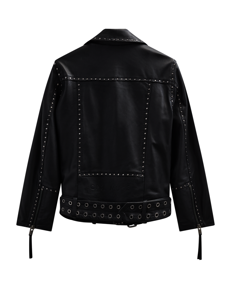CMROYAL – BIKERJACKE AUS LAMMLEDER IN SCHWARZ