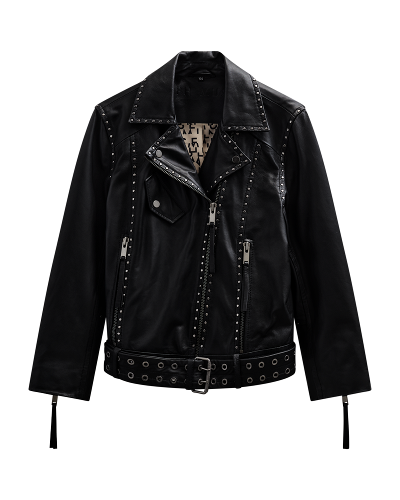 CMROYAL – BIKERJACKE AUS LAMMLEDER IN SCHWARZ