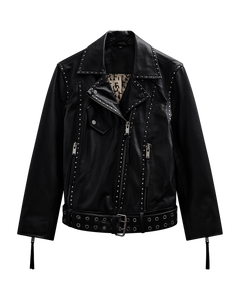 CMROYAL – BIKERJACKE AUS LAMMLEDER IN SCHWARZ