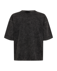 CMMUSE - T-SHIRT MIT PERLEN IN SCHWARZ