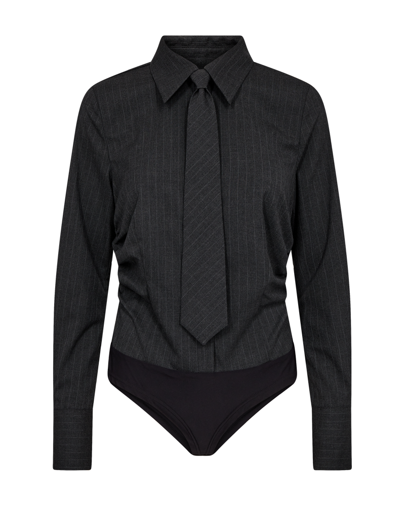 CMTIEDY - BODYSTOCKING MIT SCHLIPS IN GRAU UND WEISS