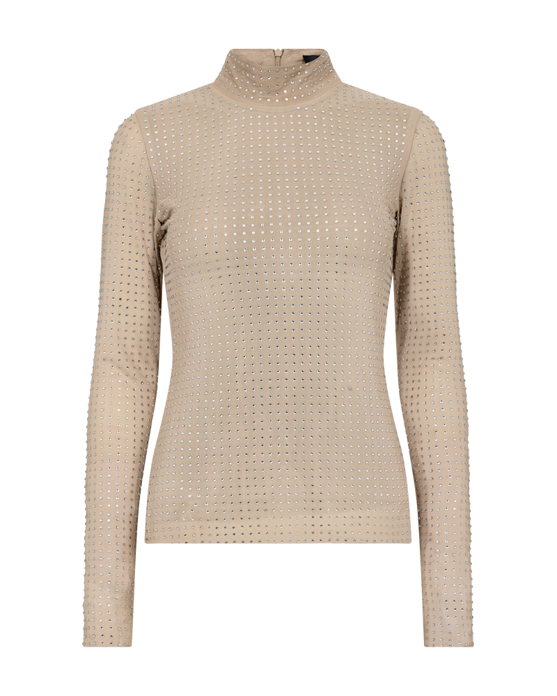 CMSTORNO - T-SHIRT MIT STEINEN IN BEIGE