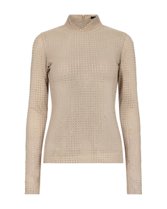 CMSTORNO - T-SHIRT MIT STEINEN IN BEIGE