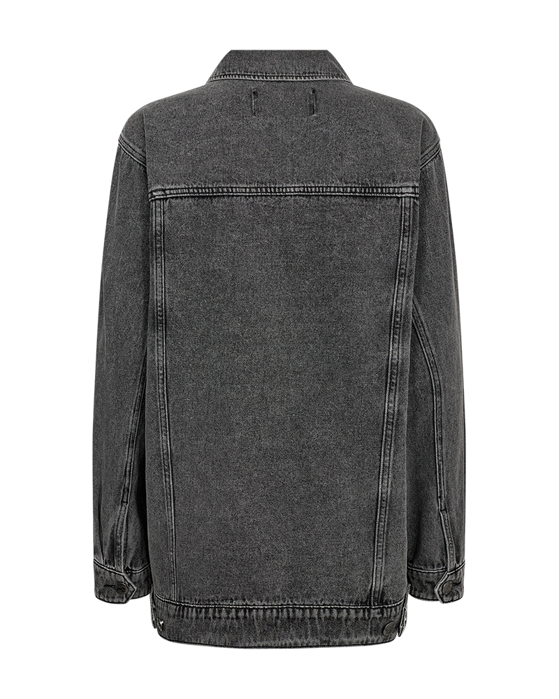 CMCHARLEE - LANGE DENIMJACKE MIT STRASSSTEINEN IN GRAU