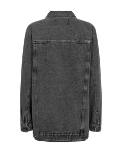 CMCHARLEE - LANGE DENIMJACKE MIT STRASSSTEINEN IN GRAU