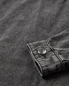 CMCHARLEE - LANGE DENIMJACKE MIT STRASSSTEINEN IN GRAU