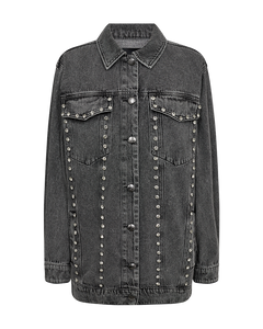 CMCHARLEE - LANGE DENIMJACKE MIT STRASSSTEINEN IN GRAU