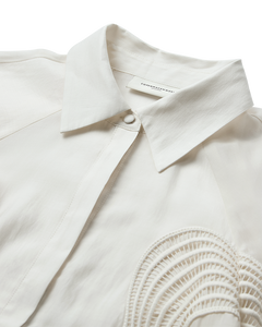 CMMOLLY - HEMD MIT SPITZE IN WOLLWEISS