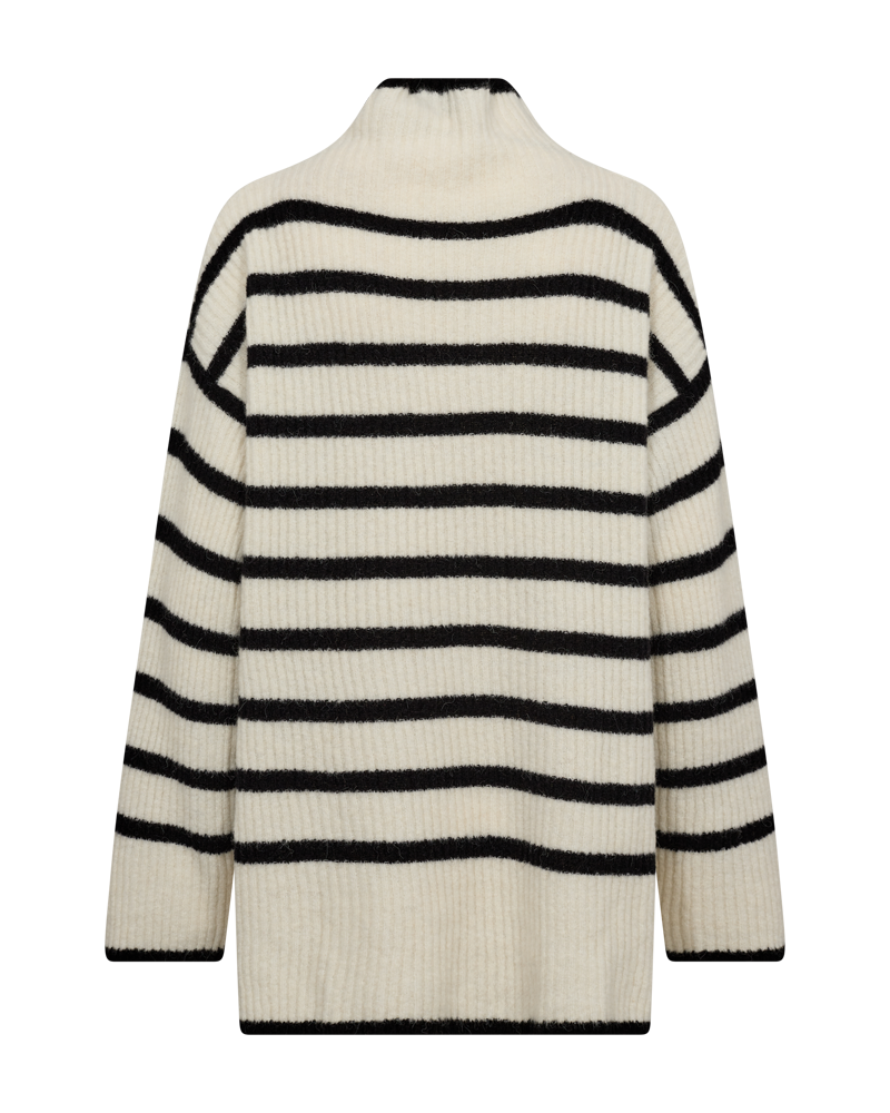 CMBIANCA - GESTREIFT PULLOVER IN SCHWARZ UND WEISS,WOLLWEISS