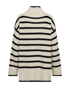 CMBIANCA - GESTREIFT PULLOVER IN SCHWARZ UND WEISS,WOLLWEISS